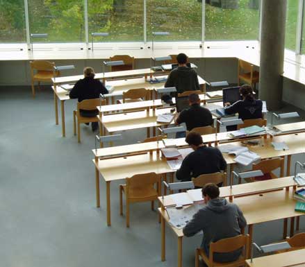 people studying in the library